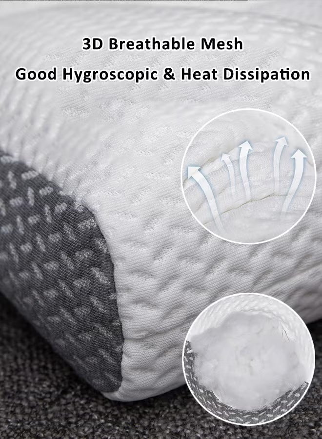 Cervical Neck Pillow, Bed Pillow, Neck Support Pillow for Sleep, Ergonomic Pillow for Neck and Shoulder Pain, Contour Support Pillows for Bed Sleeping, Orthopedic Cervical Spine Stretch Pillow for Side Back Stomach Sleeper - Image 4